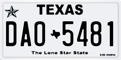 TX license plate DAO5481