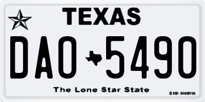 TX license plate DAO5490