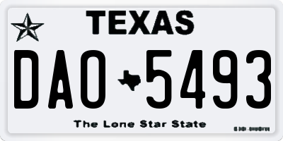 TX license plate DAO5493