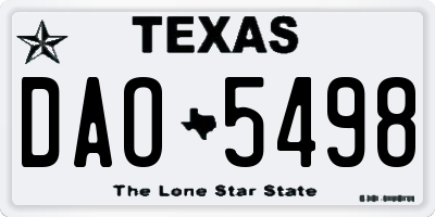 TX license plate DAO5498