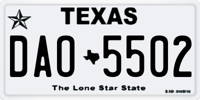 TX license plate DAO5502