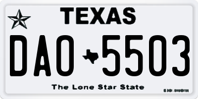 TX license plate DAO5503