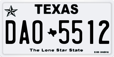 TX license plate DAO5512