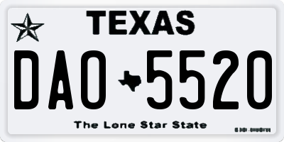 TX license plate DAO5520