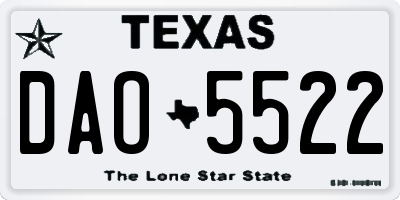 TX license plate DAO5522