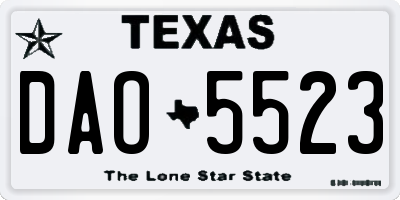 TX license plate DAO5523