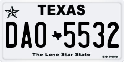 TX license plate DAO5532