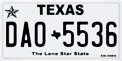 TX license plate DAO5536