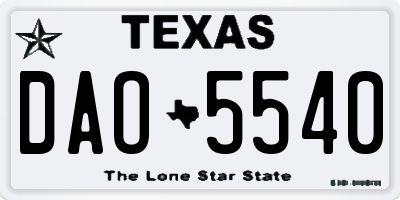 TX license plate DAO5540