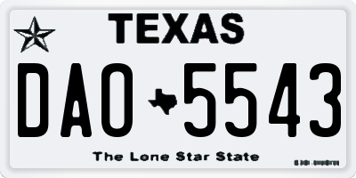 TX license plate DAO5543