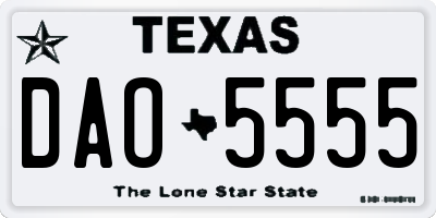 TX license plate DAO5555