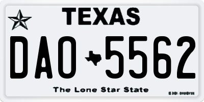 TX license plate DAO5562