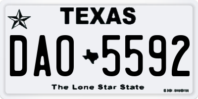 TX license plate DAO5592