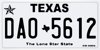 TX license plate DAO5612