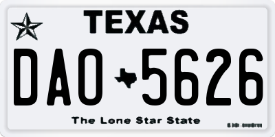 TX license plate DAO5626