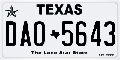 TX license plate DAO5643
