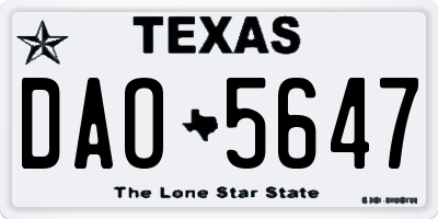 TX license plate DAO5647