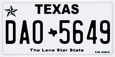 TX license plate DAO5649