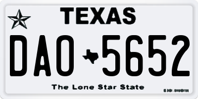 TX license plate DAO5652