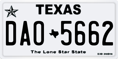 TX license plate DAO5662