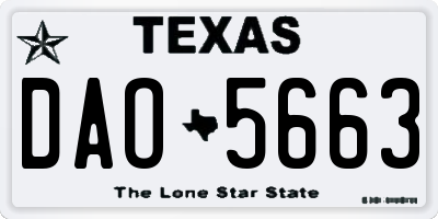 TX license plate DAO5663