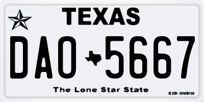 TX license plate DAO5667