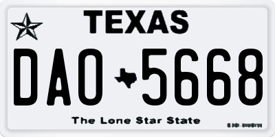 TX license plate DAO5668
