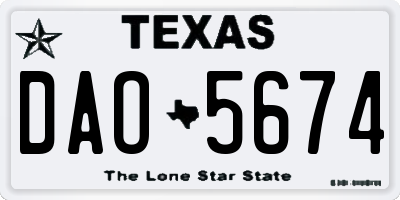 TX license plate DAO5674