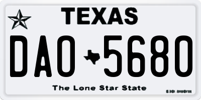 TX license plate DAO5680