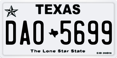 TX license plate DAO5699