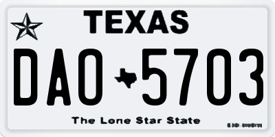 TX license plate DAO5703