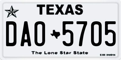 TX license plate DAO5705