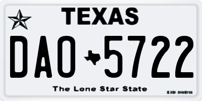TX license plate DAO5722