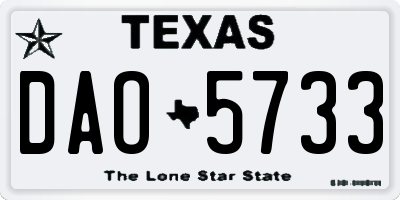 TX license plate DAO5733