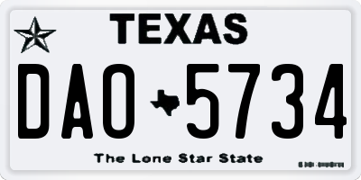 TX license plate DAO5734