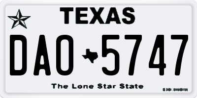 TX license plate DAO5747