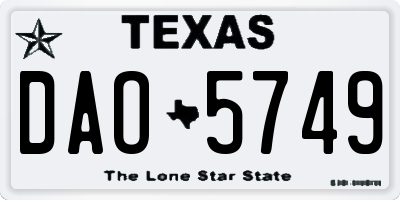 TX license plate DAO5749