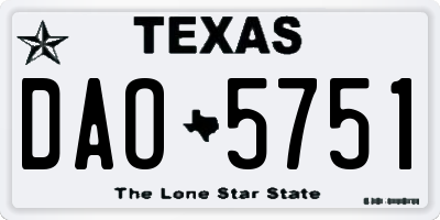 TX license plate DAO5751