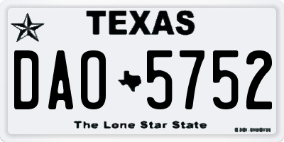 TX license plate DAO5752