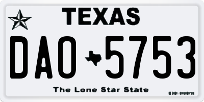 TX license plate DAO5753