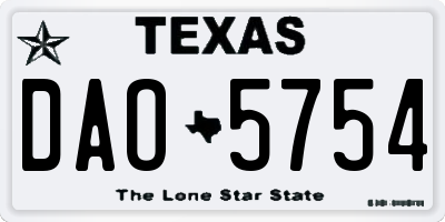 TX license plate DAO5754
