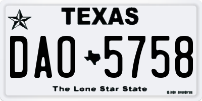 TX license plate DAO5758