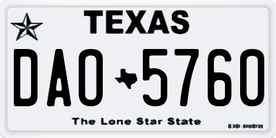 TX license plate DAO5760