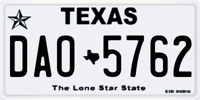 TX license plate DAO5762