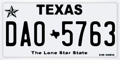 TX license plate DAO5763