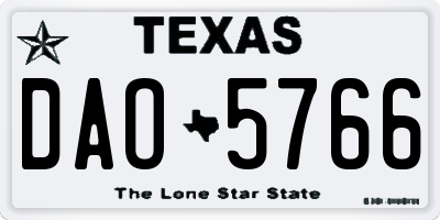 TX license plate DAO5766