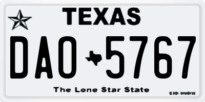TX license plate DAO5767