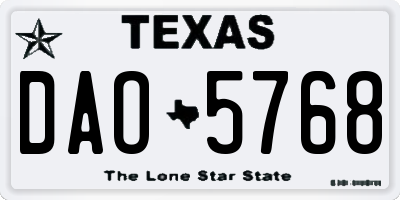 TX license plate DAO5768