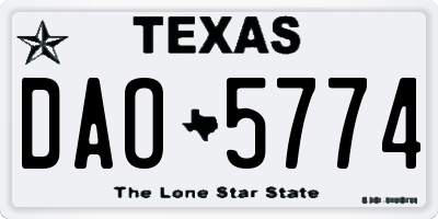 TX license plate DAO5774