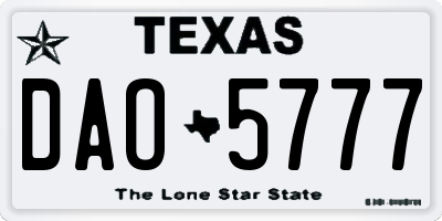 TX license plate DAO5777